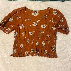 Copper crop top with flowers
